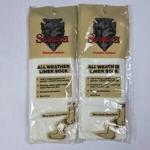 Vintage Seneca All Weather Socks Size 9-11 White liner socks made in USA 2pk